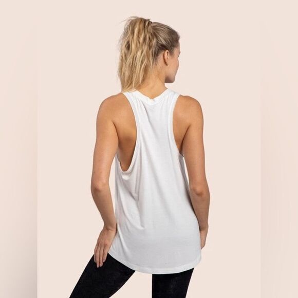 MONO B NWT raw edge flow tank white small - Picture 1 of 8